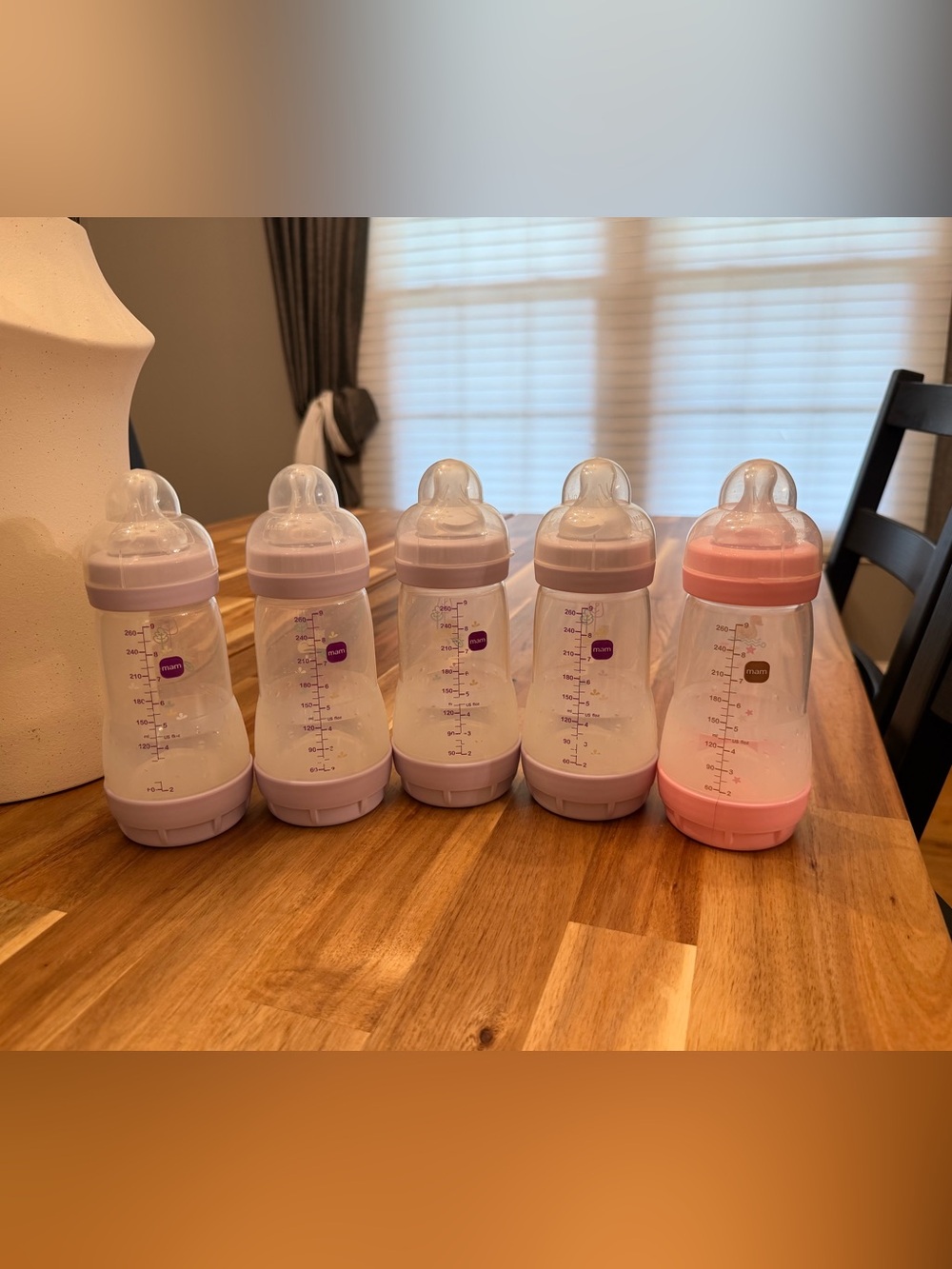 MAM 9oz Easy Start Anti-Colic+ Vented Baby Bottles, Purple & Pink